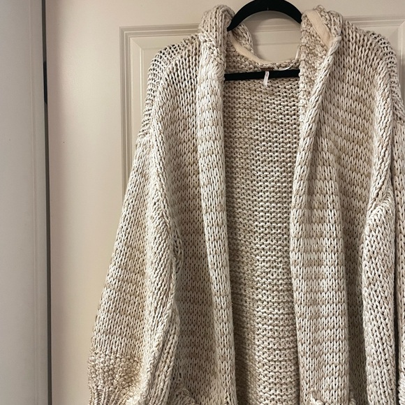 Free People Cream Hooded Cardigan - Picture 3 of 5